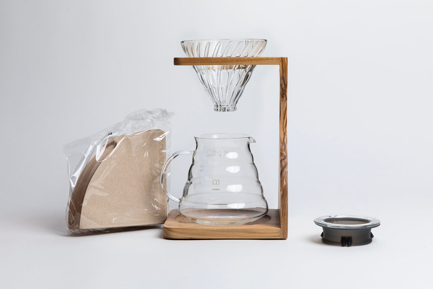 V60 Olive Wood Pour Over Stand Set